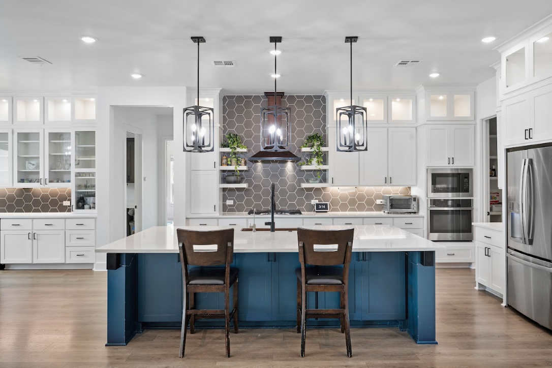 Final merged HDR image of the kitchen with balanced windows and shadows
